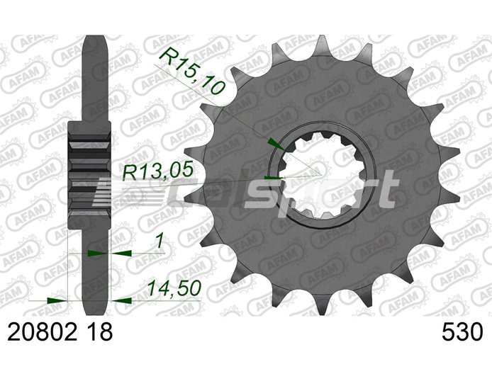 01092211B - AFAM Chain & Steel Sprocket Kit, 530 (OE pitch) - Gold 110 link chain, 18T steel/40T steel sprockets
