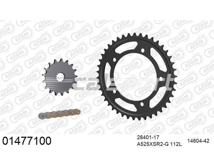 AFAM Premium Chain & Steel Sprocket Kit, 525 (OE pitch), GSR 750 A ABS only,Non ABS - Gold 112 link chain, 17T steel/42T steel sprockets