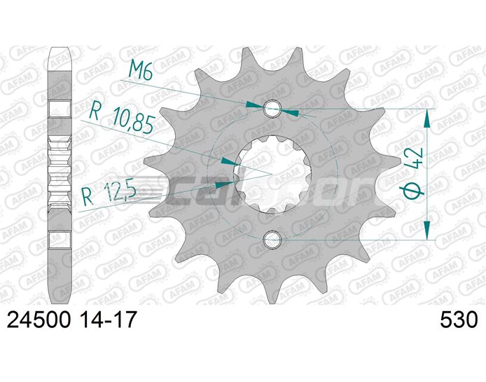01670200B - AFAM Chain & Steel Sprocket Kit, 530 (OE pitch) - Plain Steel 102 link chain, 15T steel/39T steel sprockets