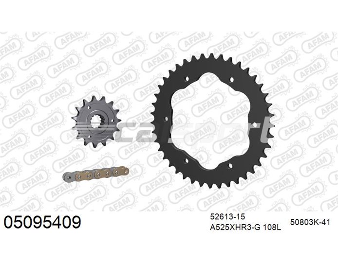 05095409 - AFAM Premium Chain & Steel Sprocket Kit, 525 (OE pitch), PCD4,S PCD4,S Stripe PCD4