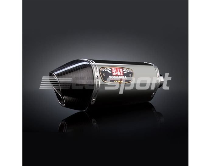 1160023520 - Yoshimura Stainless R77D Dual-Exit Slip On With Carbon Coned End Cap - Race