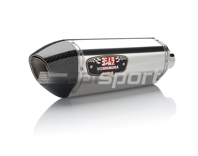 12551E0520 - Yoshimura Stainless R77 Slip-On Carbon End Cap (cannot be fitted with Honda optional centre stand) - Race Series - Removable Baffle