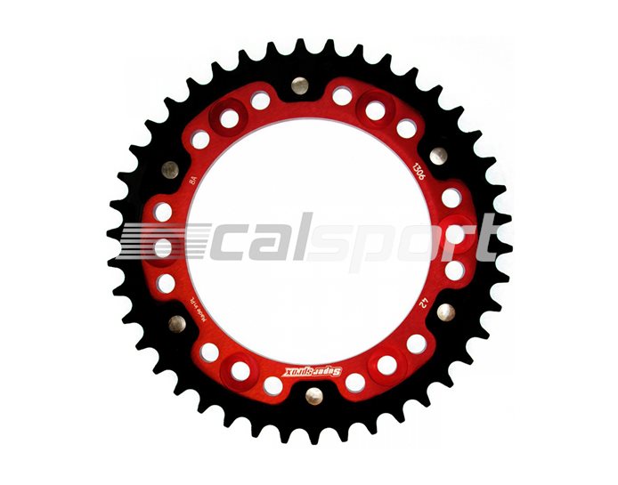 1306-42-RED - Supersprox Stealth Sprocket, Anodised Alloy, Red Centre, 42 teeth