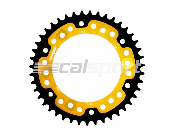 1307-43 - Supersprox Stealth Sprocket, Anodised Alloy, Gold Centre, 43 teeth