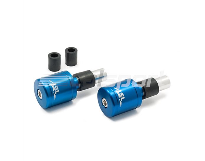 135-006BL - LSL Cylindrical LSL logo bar end weights, pair, Aluminium, Transparent Blue (other colours available) - fits most bars with 14-18mm internal diameter