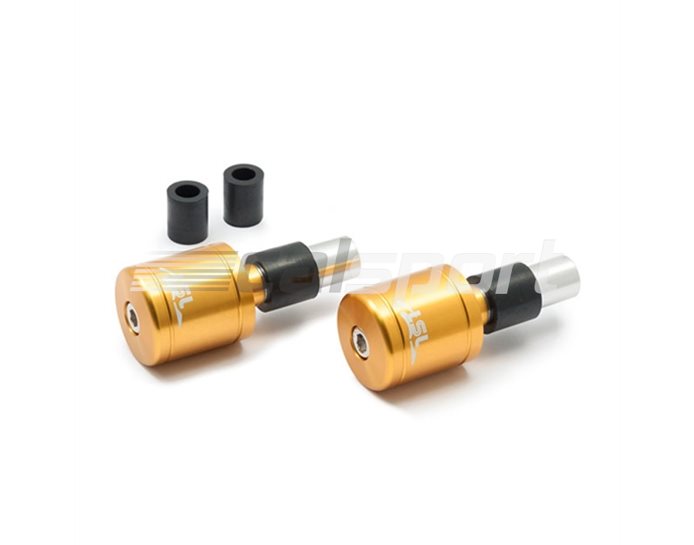 135-006GO - LSL Cylindrical LSL logo bar end weights, pair, Aluminium, Gold (other colours available) - fits most bars with 14-18mm internal diameter