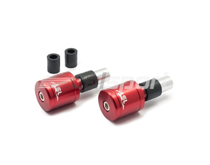 135-006RT - LSL Cylindrical LSL logo bar end weights, pair, Aluminium, Transparent Red (other colours available) - fits most bars with 14-18mm internal diameter