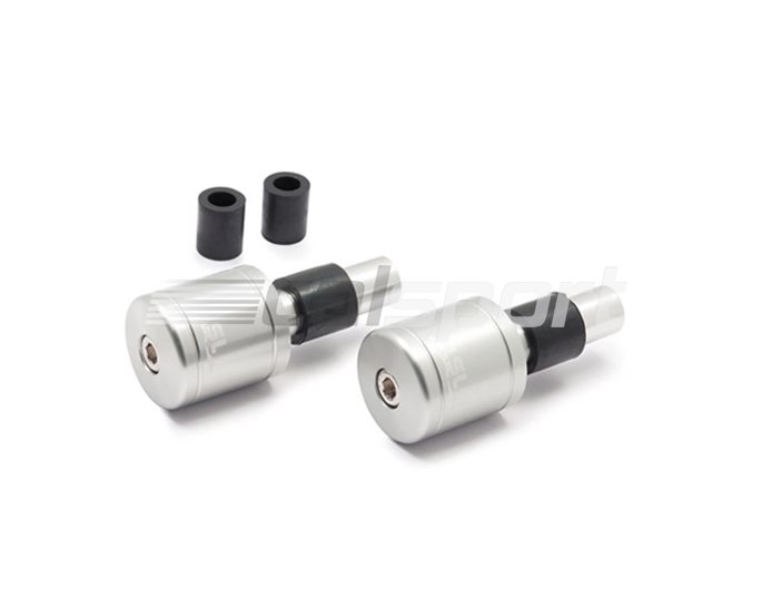 135-006SI - LSL Cylindrical LSL logo bar end weights, pair, Aluminium, Silver (other colours available) - fits most bars with 14-18mm internal diameter