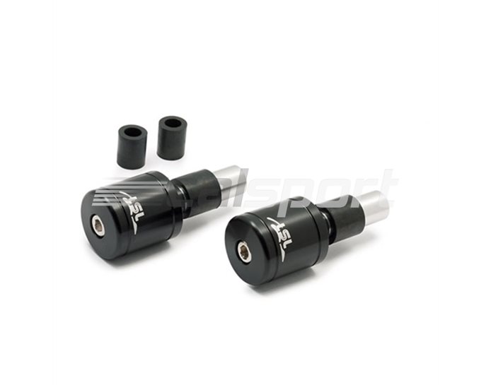 135-006SW - LSL Cylindrical LSL logo bar end weights, pair, Aluminium, Black (other colours available) - fits most bars with 14-18mm internal diameter