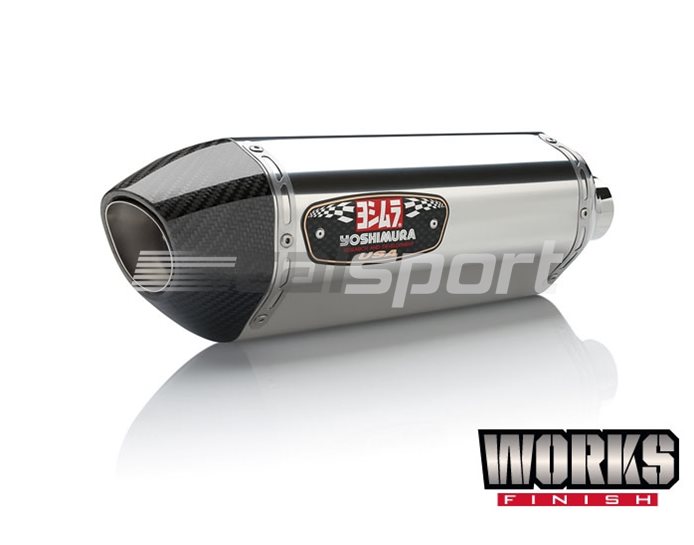 13700AJ520 - Yoshimura Stainless Works Edition R77 Stainless Full System - Stainless Works Edition Header Carbon Coned End Cap - Race Series - Removable