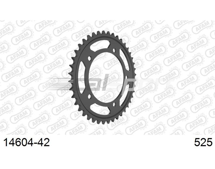 14604-42 - AFAM Sprocket, Rear, 525 (OE pitch), Steel  , GSR 750 A ABS only,Non ABS - Silver, 42T (orig size) Non ABS