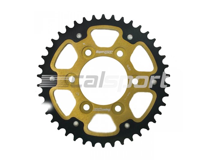 1489-42 - Supersprox Stealth Sprocket, Anodised Alloy, Gold Centre, 42 teeth