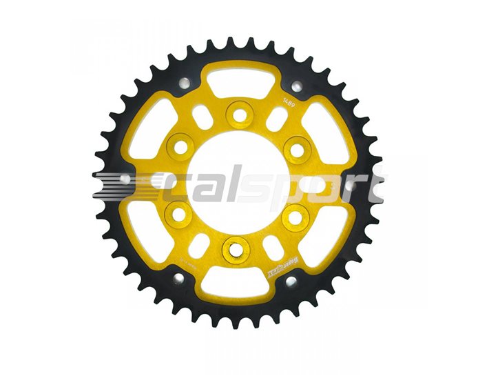 1489-43 - Supersprox Stealth Sprocket, Anodised Alloy, Gold Centre, 43 teeth