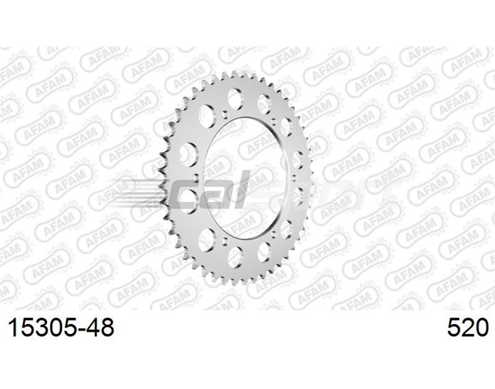 15305-48 - AFAM Sprocket, Rear, 520 (OE pitch), Ultralight Alu  Racing  - Anodised Silver, 48T (orig size)