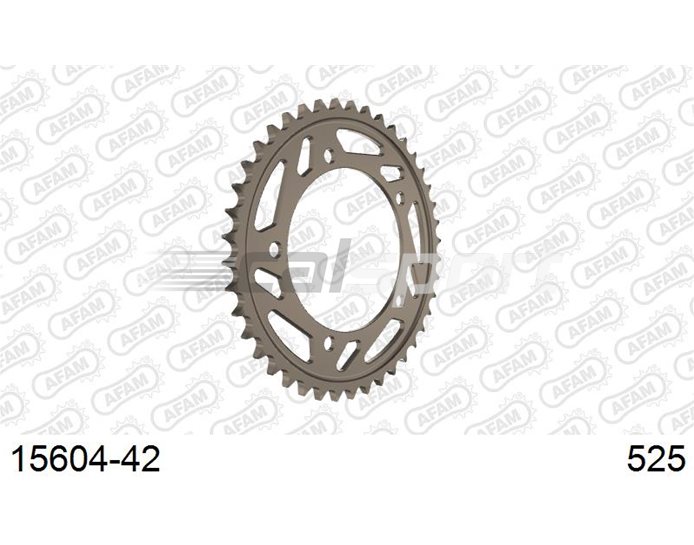 15604-42 - AFAM Sprocket, Rear, 525 (OE pitch), Ultralight Alu  Racing , GSR 750 A ABS only,Non ABS - Anodised Silver, 42T (orig size) Non ABS