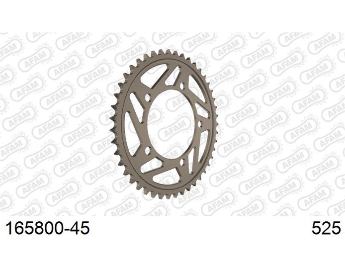 165800-45 - AFAM Sprocket, Rear, 525 (OE pitch), Ultralight Alu  Racing , Kit config 2 - Anodised Silver, 45T (orig size) Kit config 2