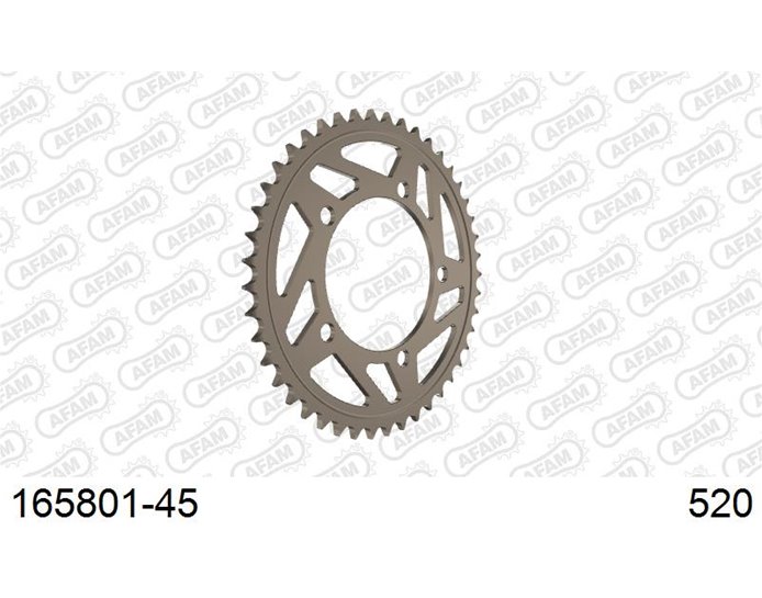 165801-45 - AFAM Sprocket, Rear, 520 conversion, Ultralight Alu  Racing , Kit config 1 - Anodised Silver, 45T (orig size)