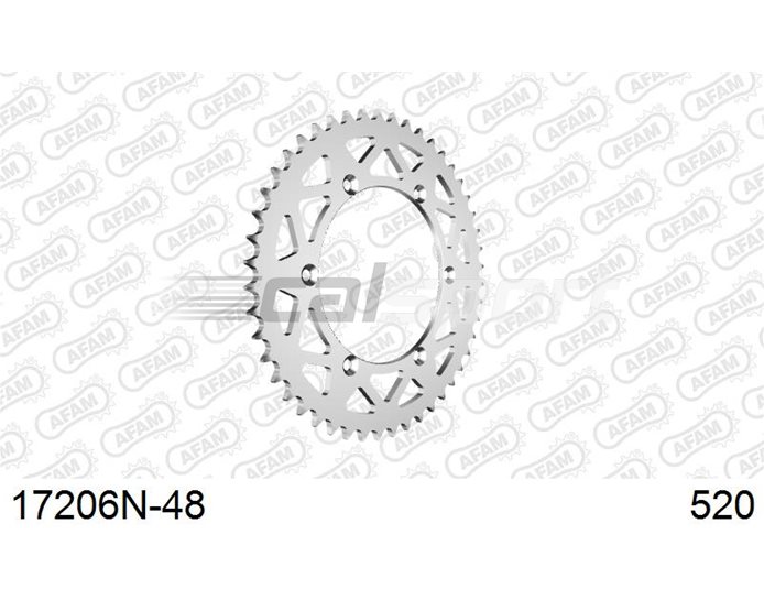 17206N-48 - AFAM Sprocket, Rear, 520 (OE pitch), Ultralight Alu  Racing  - Anodised Silver, 48T (orig size)