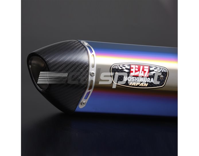 180-420-5W81B - Yoshimura Titanium Blue R77J Slip On With Carbon Coned End Cap - Yoshimura Japan - Race (removable Baffle)