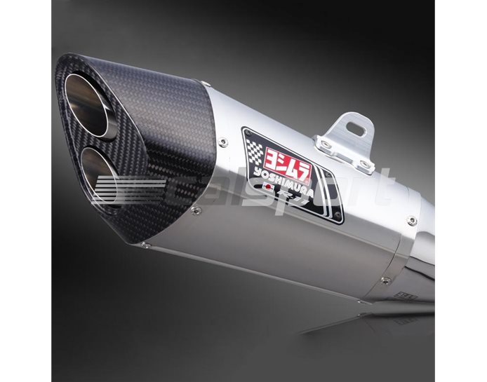 180-518-5750 - Yoshimura Stainless R-11 Dual-Exit Carbon Coned End Cap Full System - Stainless Header - Yoshimura Japan - Race