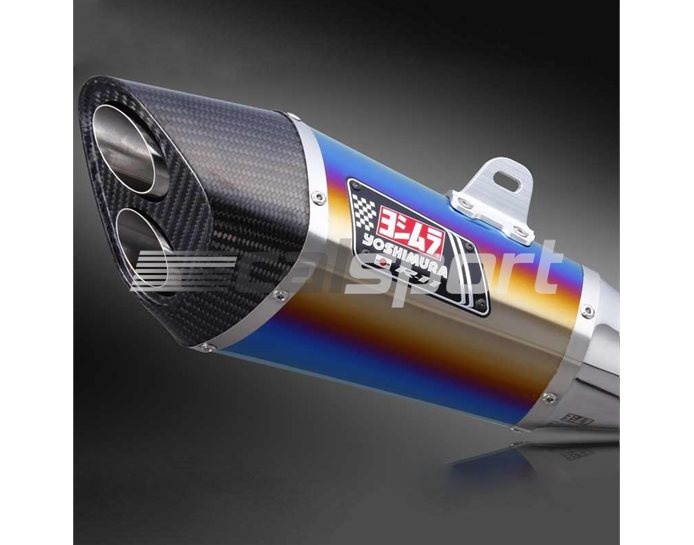 1A0-571-5580B - Yoshimura Titanium Blue R-11 Slip On With Carbon Twin-Exit Coned End Cap - Yoshimura Japan - Road-Legal (removable Baffle)