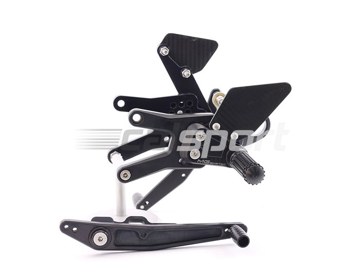 MG Biketec Rearset Kit, Fixed Footpegs - black - Standard Shift Only
