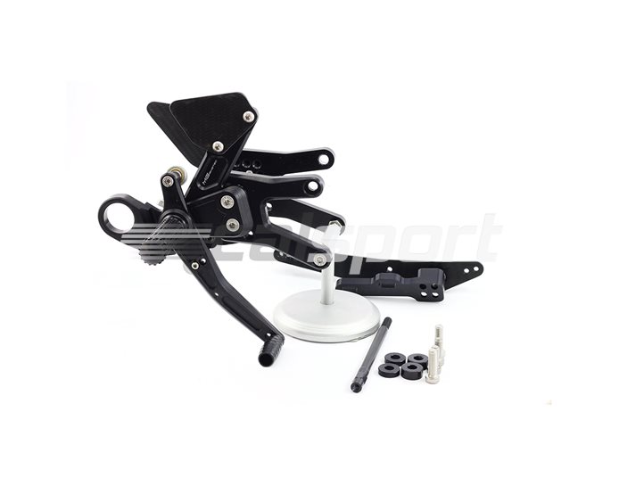 2500-087109 - MG Biketec Rearset Kit, Fixed Footpegs - black - Reverse Shift Only