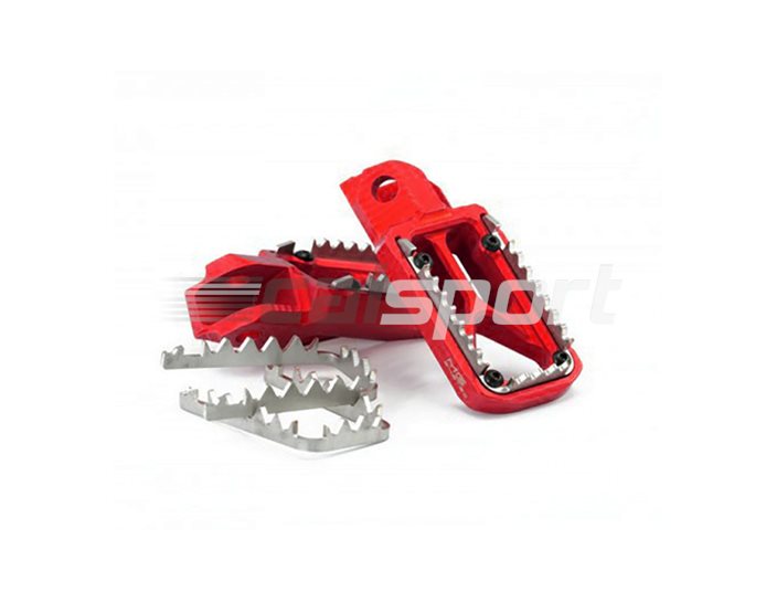 MG Biketec Enduro / SM foot peg set incl. stainless inserts & sliders - Red