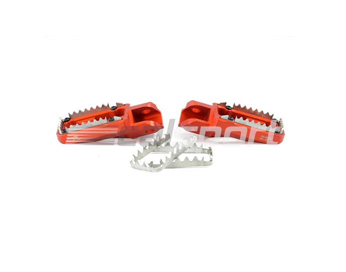 MG Biketec Enduro / SM foot peg set incl. stainless inserts & sliders - Orange