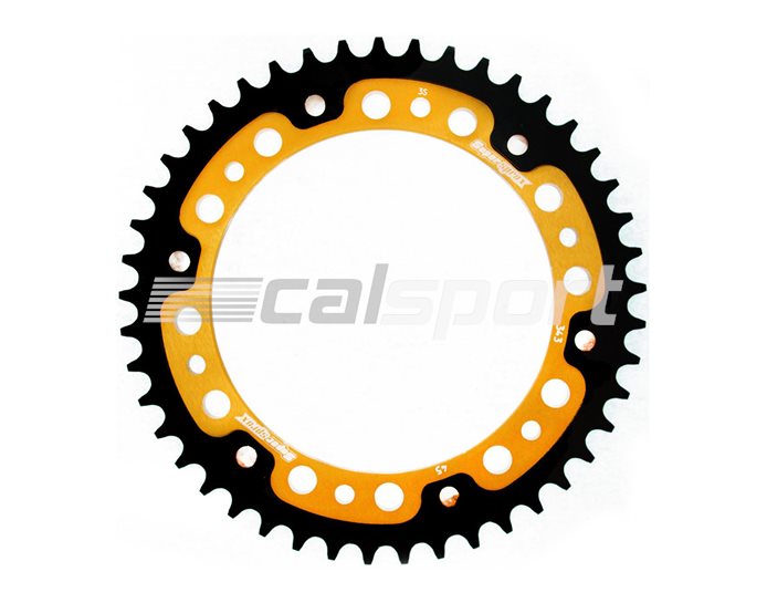 343-45 - Supersprox Stealth Sprocket, Anodised Alloy, Gold Centre, 45 teeth  -  (Standard is 43 teeth)
