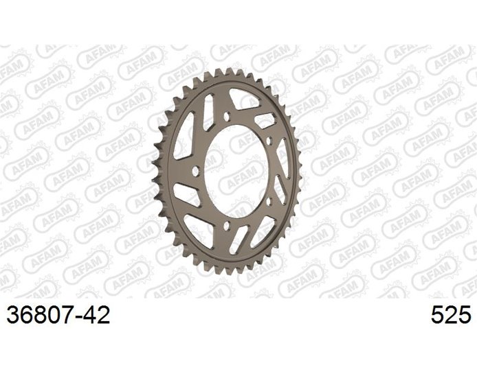 AFAM Sprocket, Rear, 525 (OE pitch), Ultralight Alu  Racing , Superpole - Anodised Silver, 42T (orig size) Superpole