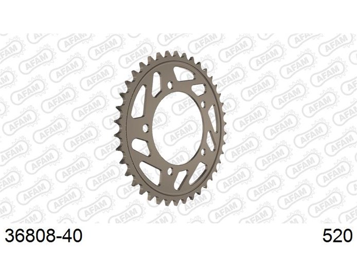 AFAM Sprocket, Rear, 520 conversion, Ultralight Alu  Racing , Factory - Anodised Silver, 40T (orig size) Factory
