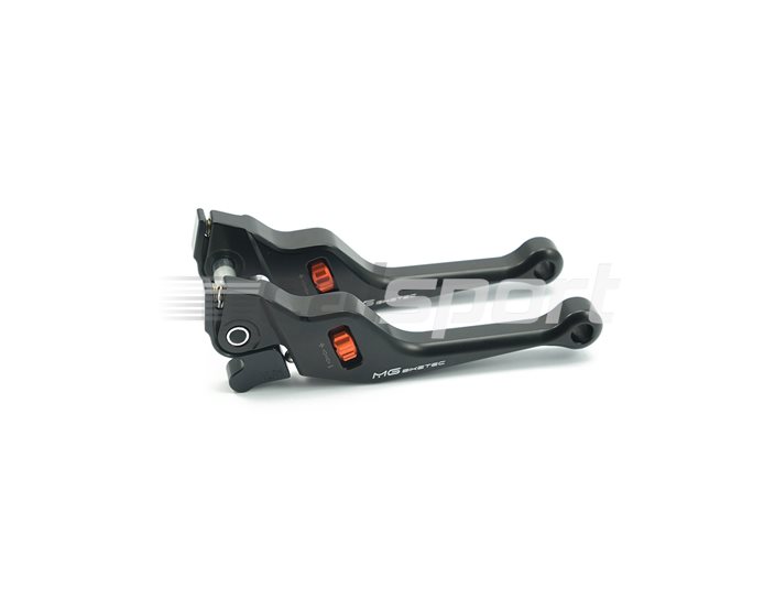 4273-7508LR - MG Biketec ClubSport Brake Levers, pair, short - black with Orange adjuster