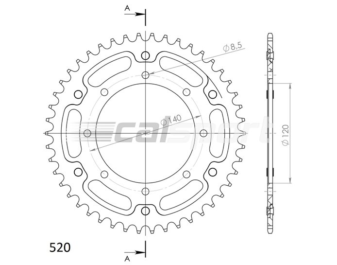 Supersprox Stealth Sprocket, Anodised Alloy, Gold Centre, 37 teeth