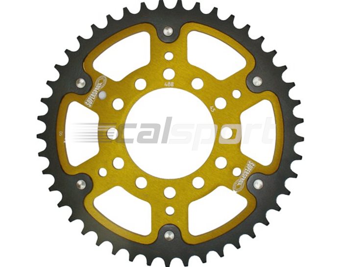 Supersprox Stealth Sprocket, Anodised Alloy, Gold Centre, 45 teeth  -  J1-J2