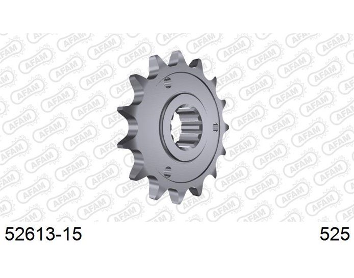 AFAM Front Sprocket, 525 (OE pitch), Steel, inc AMG,Carbon ABS,Chromo ABS - 15T (orig size)