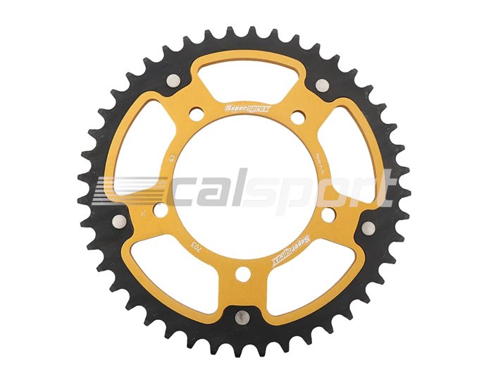 703-43 - Supersprox Stealth Sprocket, Anodised Alloy, Gold Centre, 43 teeth