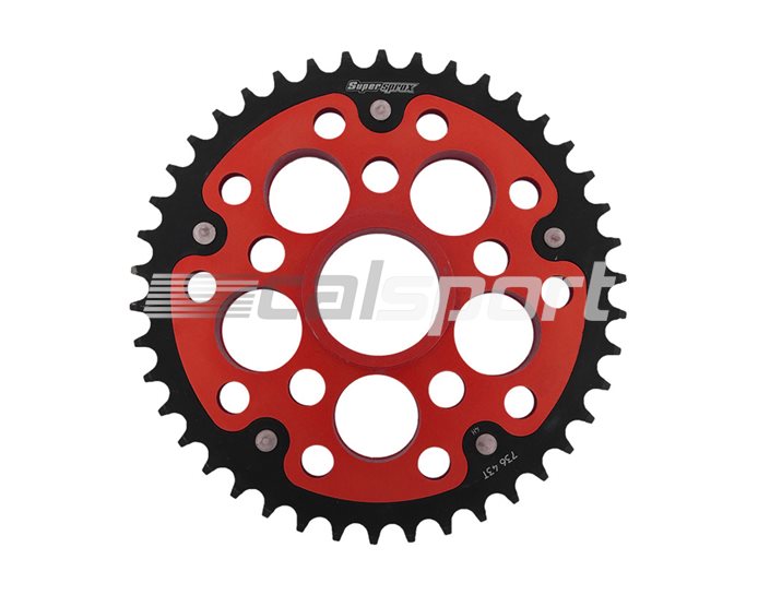 736-43-RED - Supersprox Stealth Sprocket, Anodised Alloy, Red Centre, 43 teeth