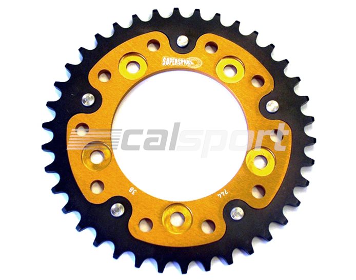 744-38 - Supersprox Stealth Sprocket, Anodised Alloy, Gold Centre, 38 teeth