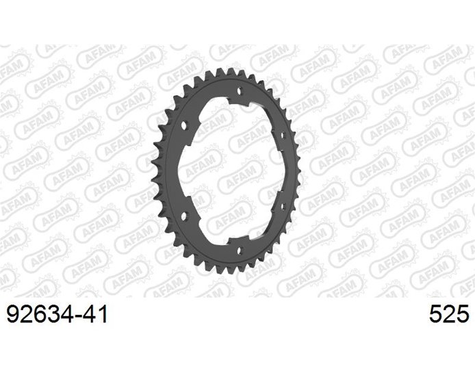 AFAM Sprocket, Rear, 525 (OE pitch), Steel  , Kit config 1 - Silver, 41T (orig size) 30 Years