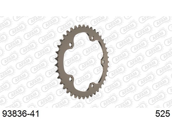 AFAM Sprocket, Rear, 525 (OE pitch), Ultralight Alu  Racing , RR,RS Version - Anodised Silver, 41T (orig size) RR