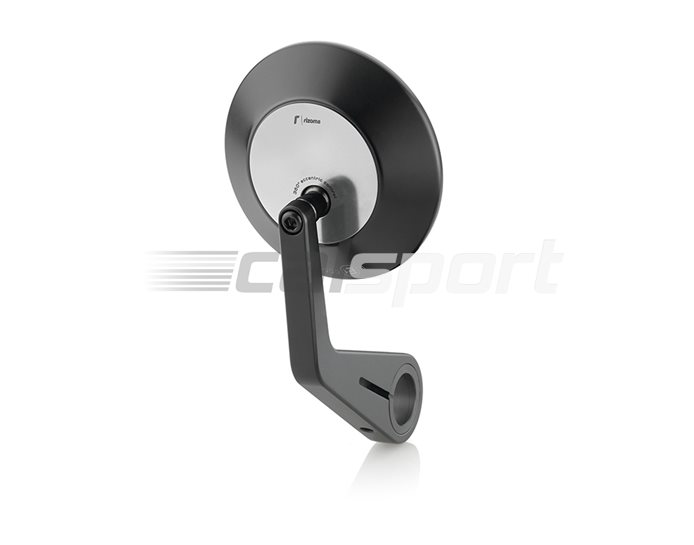 Rizoma Eccentrico Bar-end Mirror, Silver & Black (other colours available) - Sold individually. Clamp type. Adapter MA433 required.