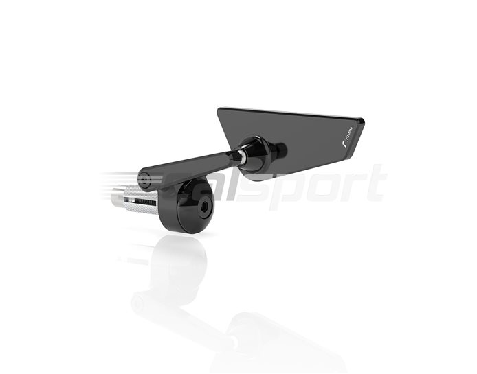 BS296B - Rizoma Cut-Edge universal hyper-compact rearview mirror, black - Single Mirror, handed. Adapters included for most bikes.