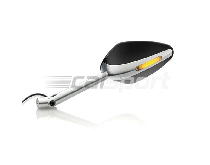 BS305A - Rizoma Veloce L Mirror with integrated Indicator, Silver - Sold individually. Fairing mirror adapter BS817B required.
