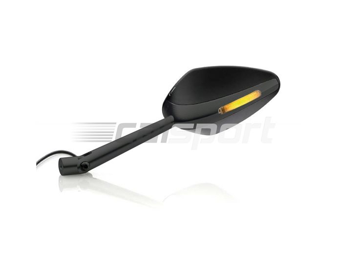 BS305B - Rizoma Veloce L Mirror with integrated Indicator, Black - Sold individually. Fairing mirror adapter BS778B required.