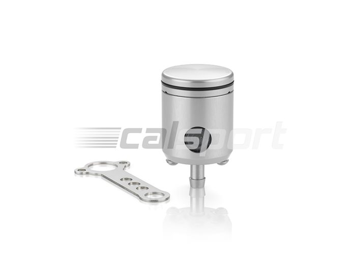 CT017A - Rizoma Fluid Reservoir, Remote mounting, round cylinder, small window, bottom exit - 15cm3, bracket included