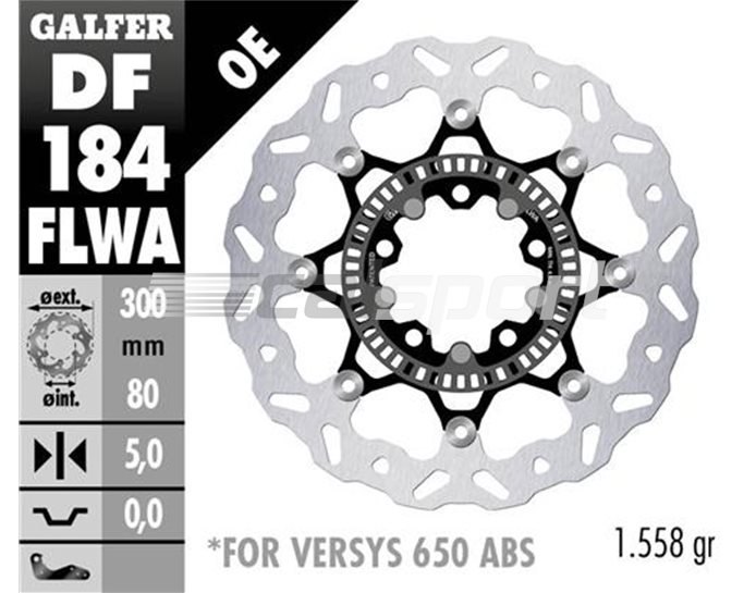 DF184FLWA - Galfer Floating Wave Steel Centre ABS Phonic Fitment Disc Front - LEFT,RIGHT,RIGHT ABS