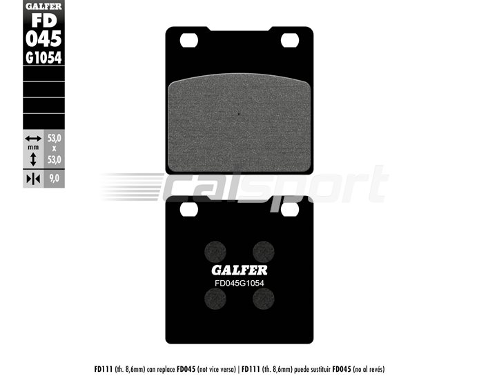 FD045-G1054 - Galfer Brake Pads, Front, Semi Metal