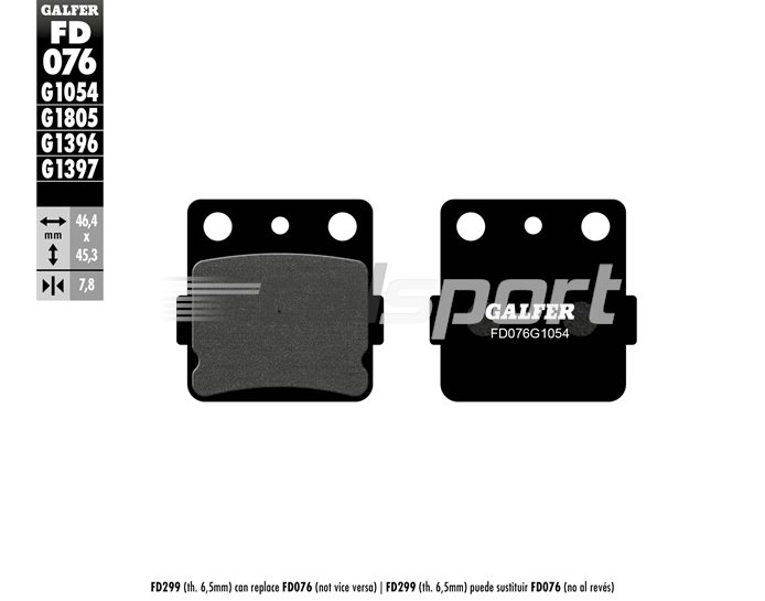 FD076-G1054 - Galfer Brake Pads, Front, Semi Metal