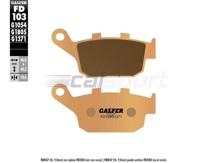 FD103-G1371 - Galfer Brake Pads, Rear, Sinter Street - inc XC,XC ABS